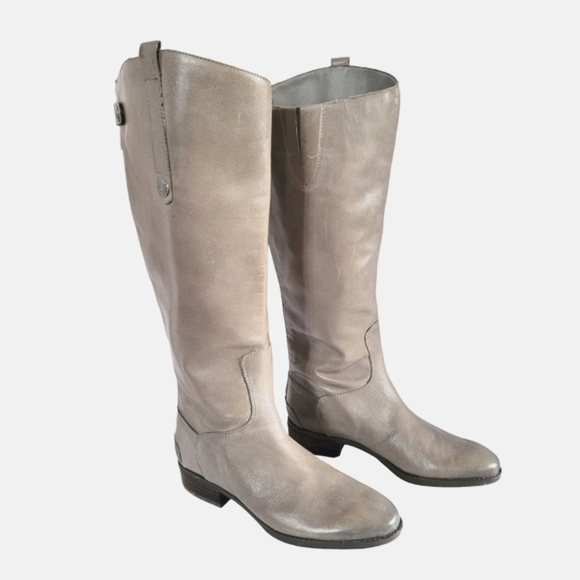 Sam Edelman Shoes - Sam Edelman Equestrian Pewter Grey Leather Riding Boot